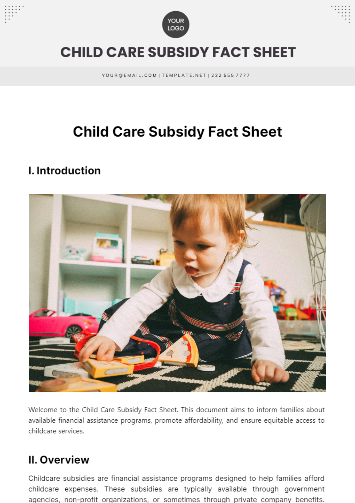 Child Care Subsidy Fact Sheet Template - Edit Online & Download