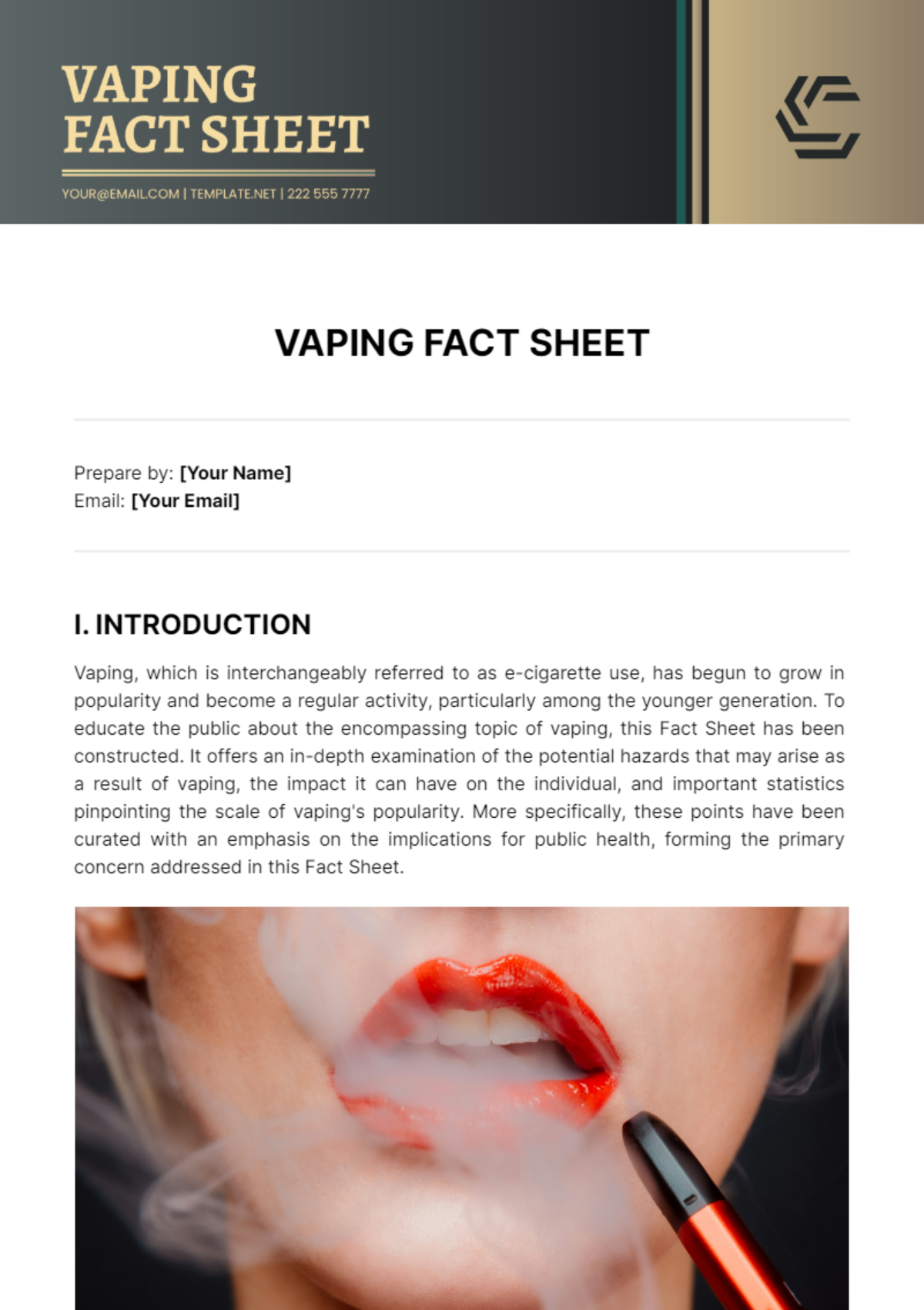 Vaping Fact Sheet Template