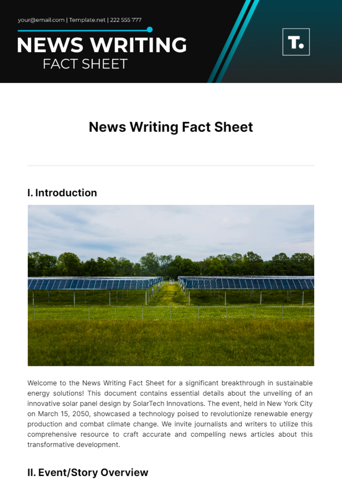 News Writing Fact Sheet Template