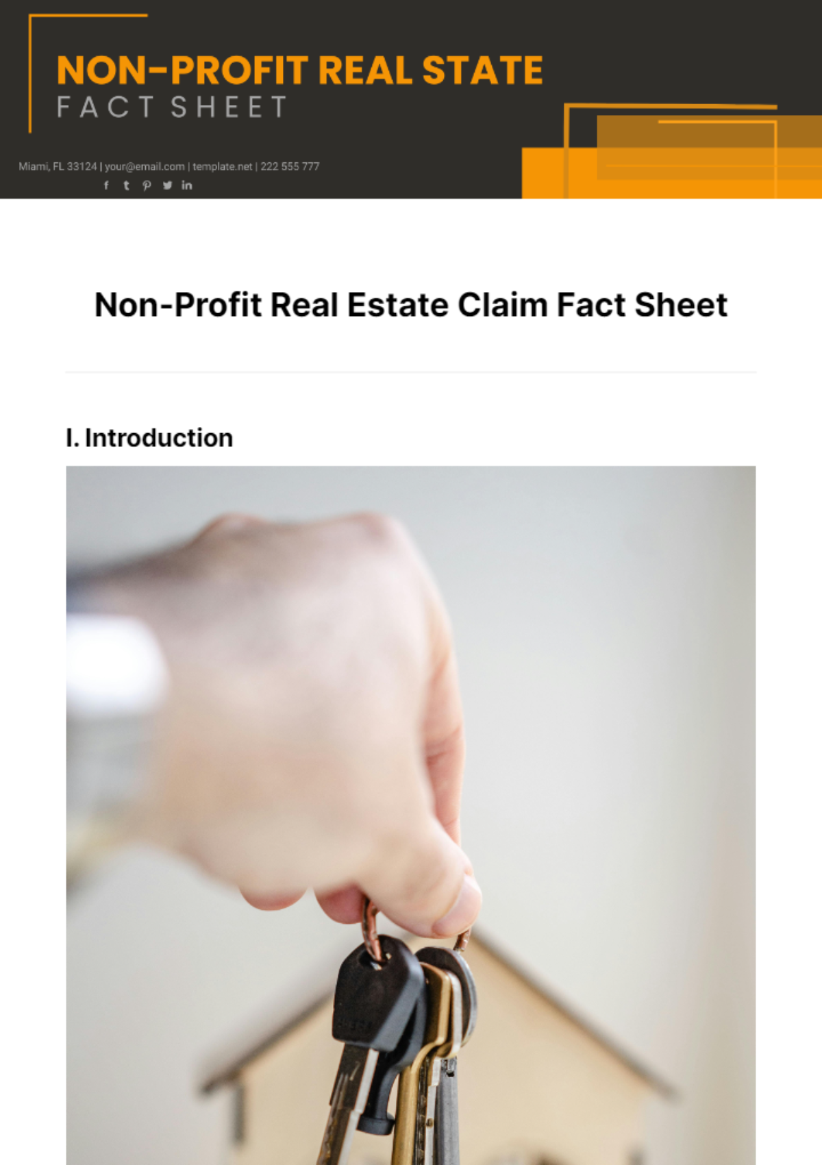 Non-Profit Real Estate Claim Fact Sheet Template