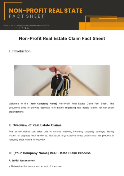 Free Non-Profit Real Estate Claim Fact Sheet Template to Edit Online