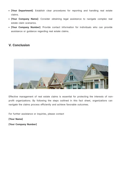 Free Non-Profit Real Estate Claim Fact Sheet Template to Edit Online