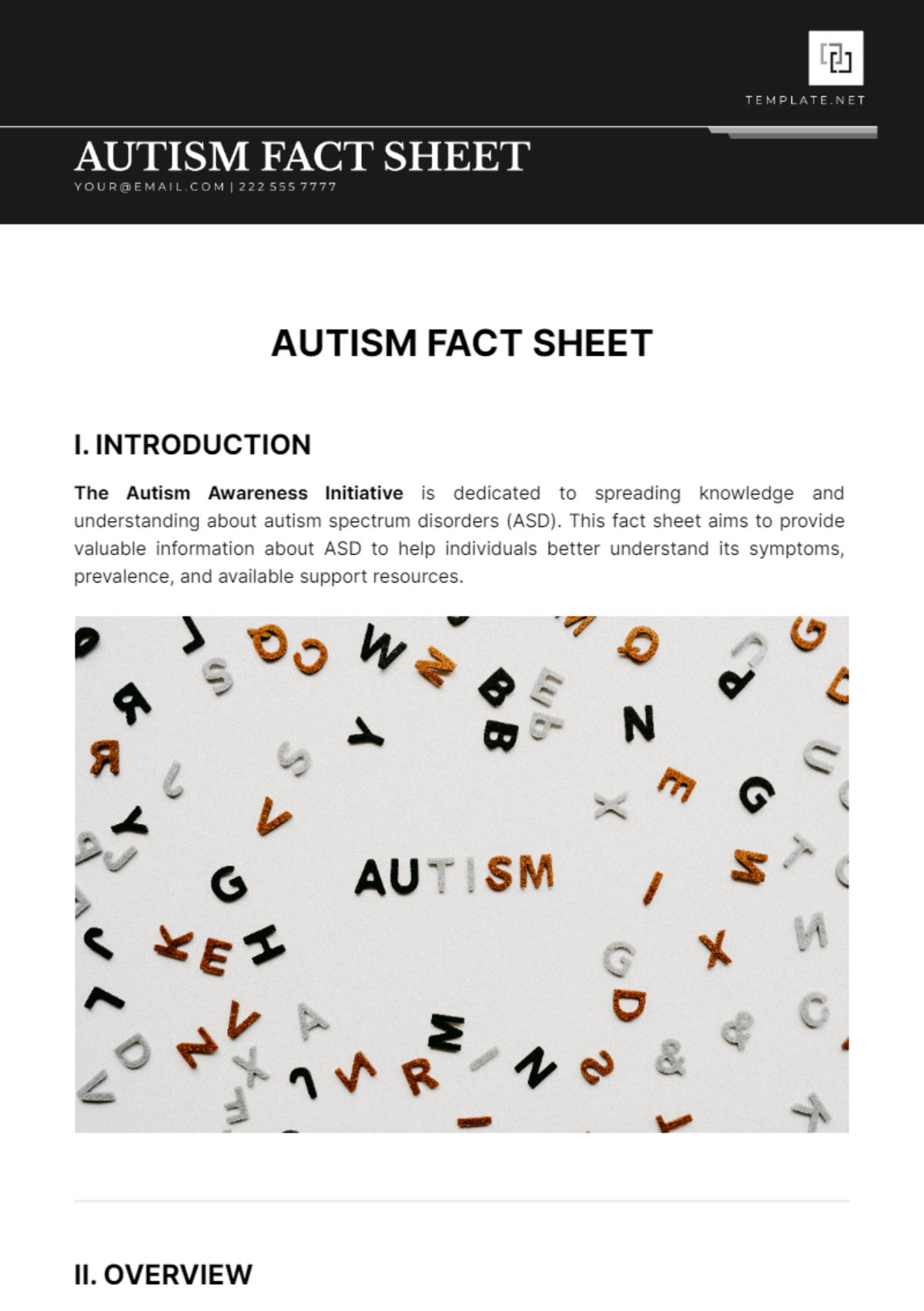 Autism Fact Sheet Template