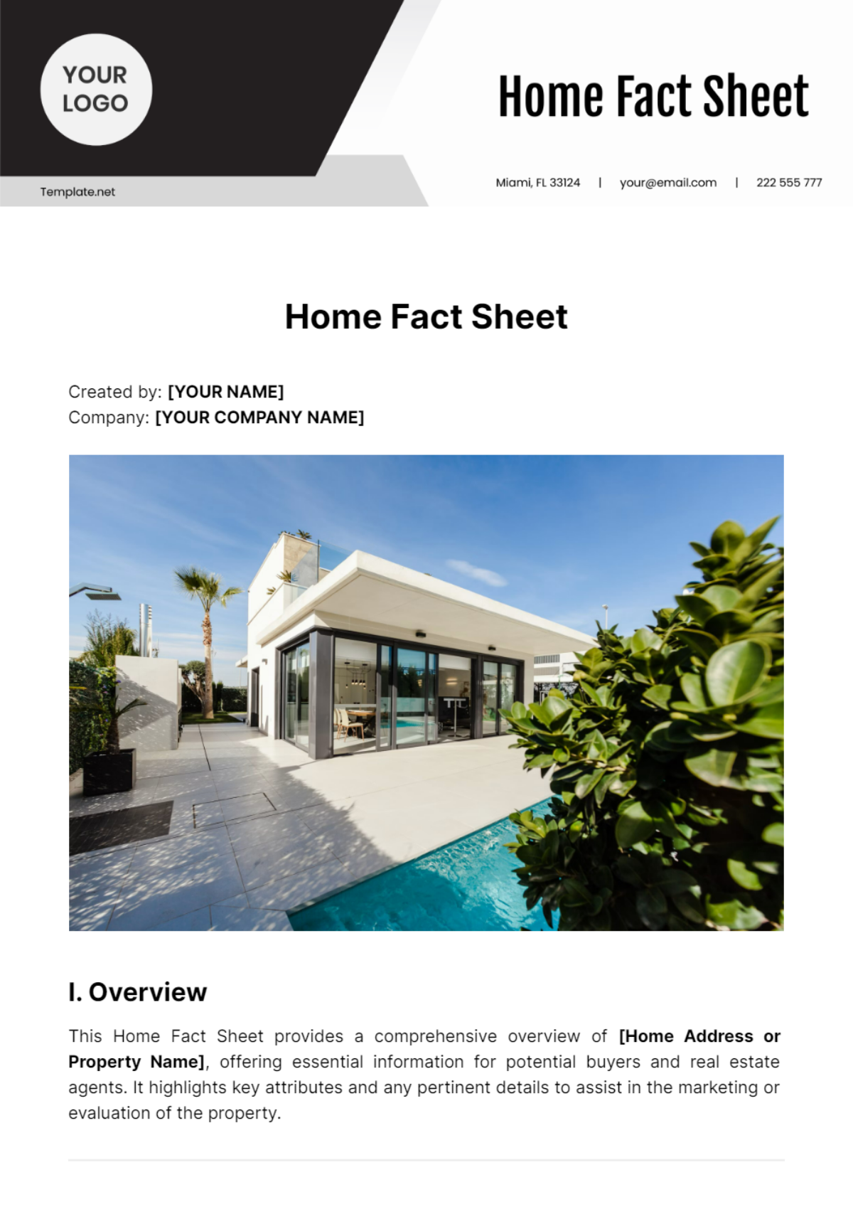 Home Fact Sheet Template