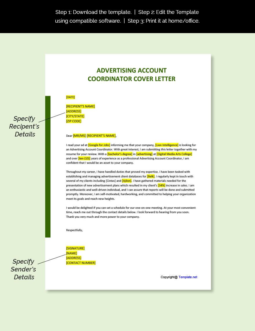 Advertising Account Coordinator Cover Letter