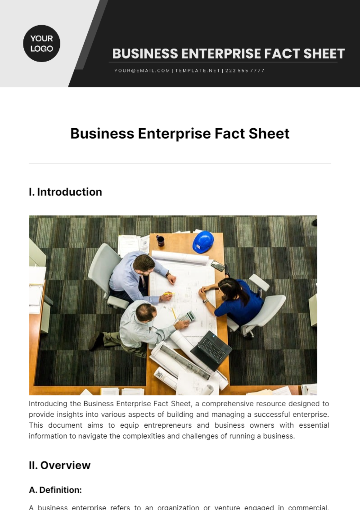 Business Enterprise Fact Sheet Template