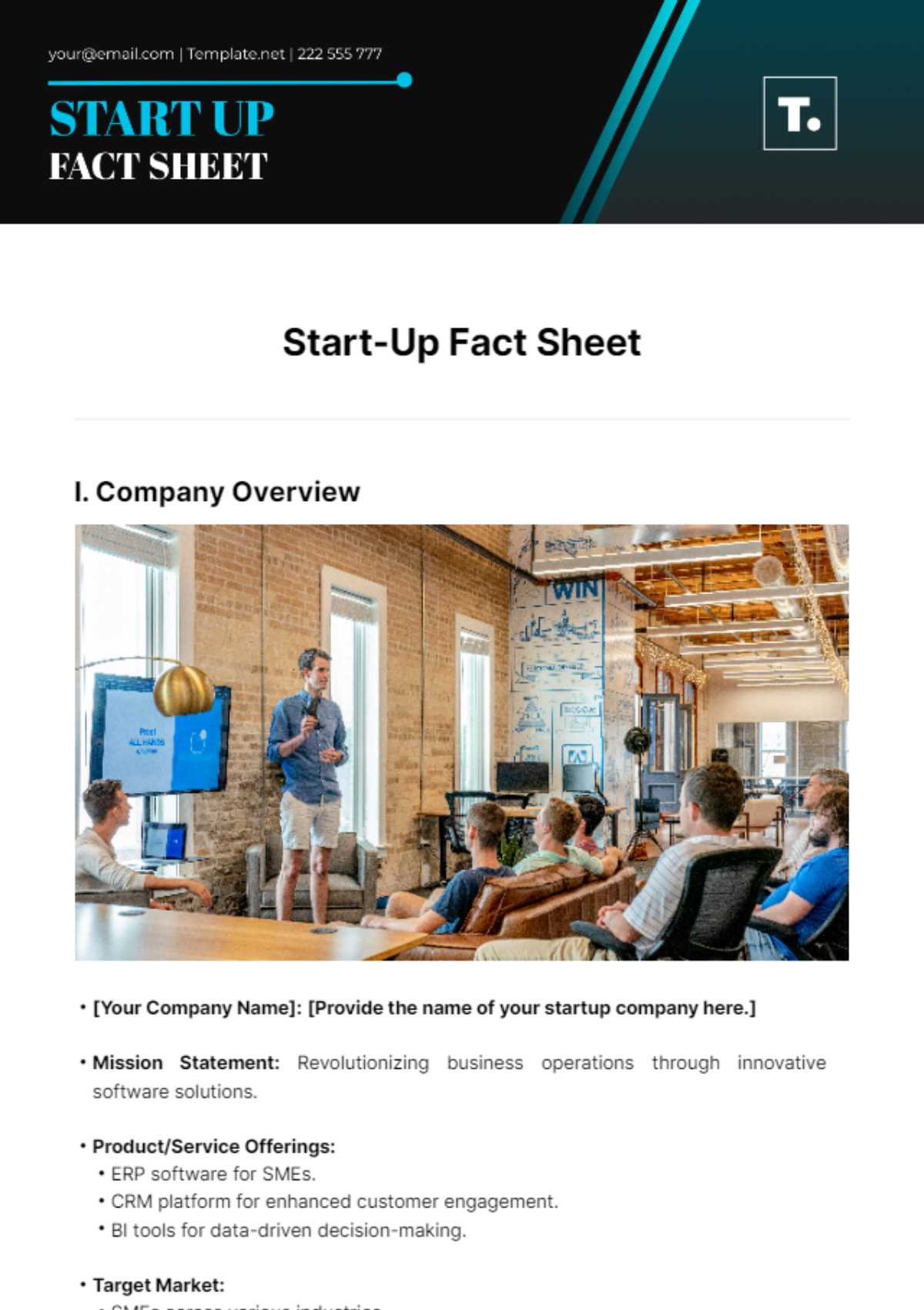 Free Start-Up Fact Sheet Template