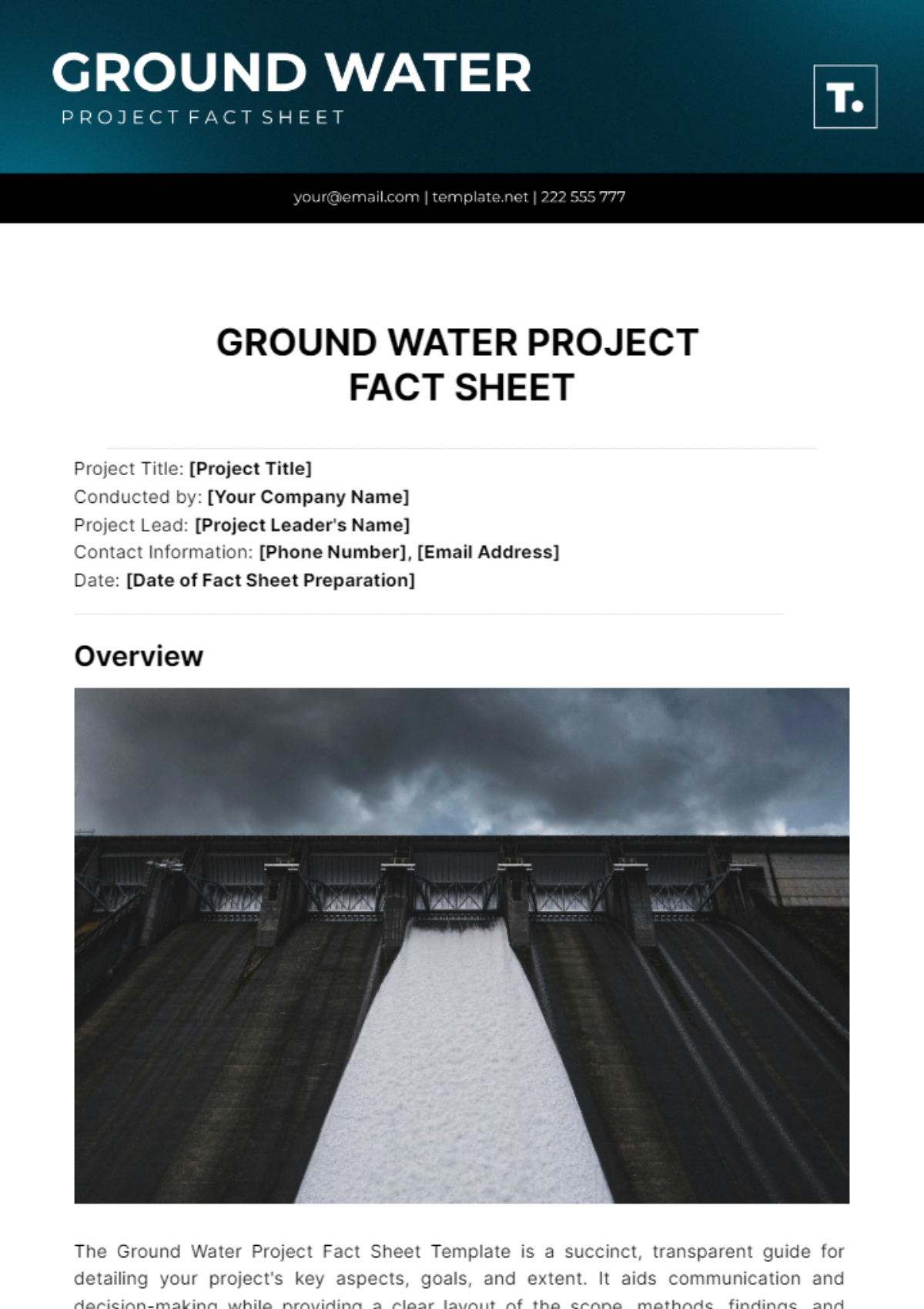 Ground Water Project Fact Sheet Template - Edit Online & Download