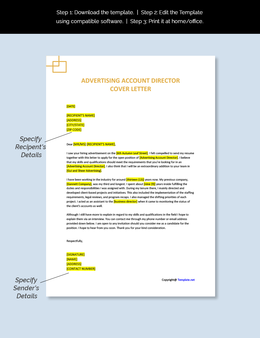 Advertising Account Director Cover Letter