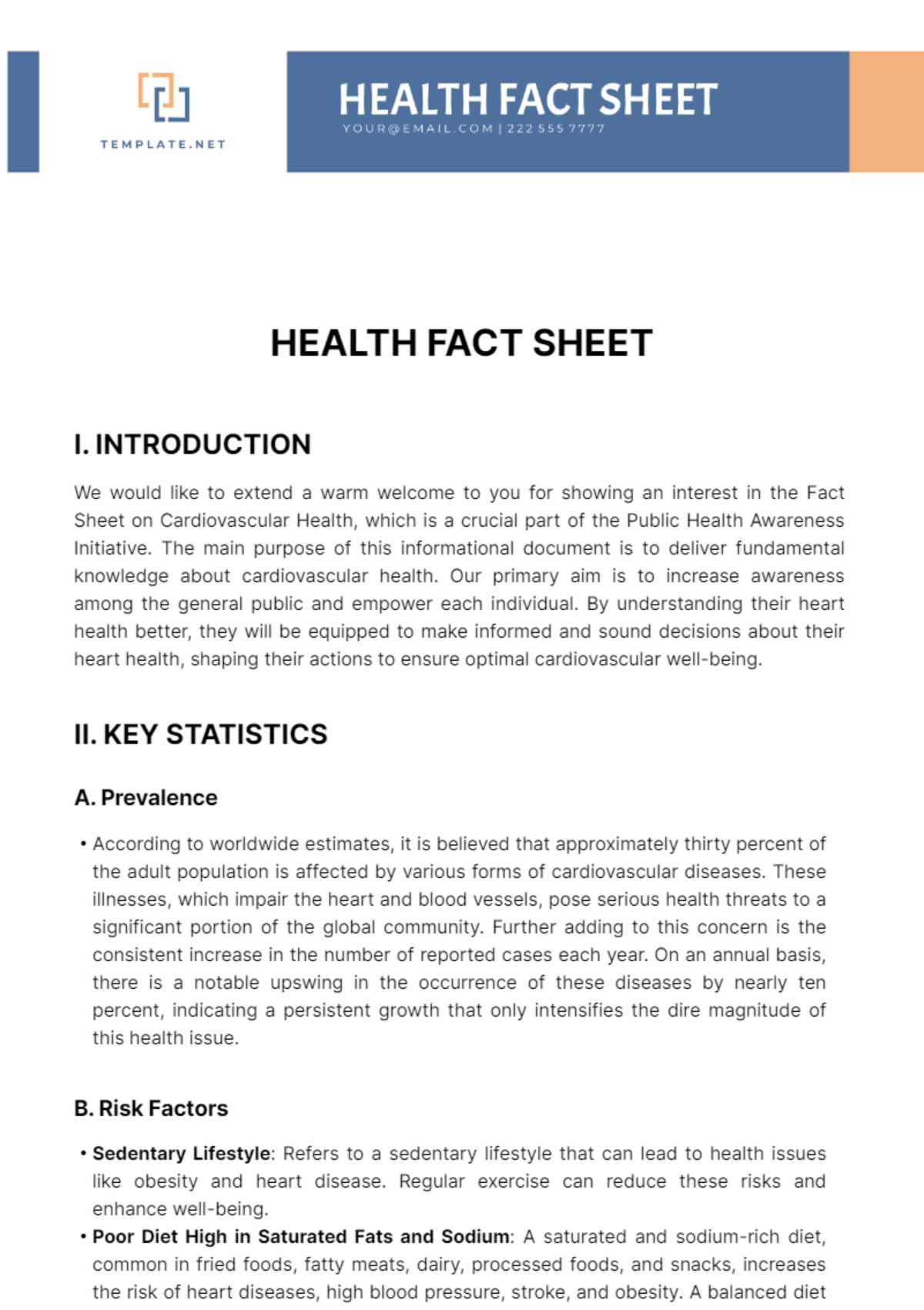 Free Health Fact Sheet Template