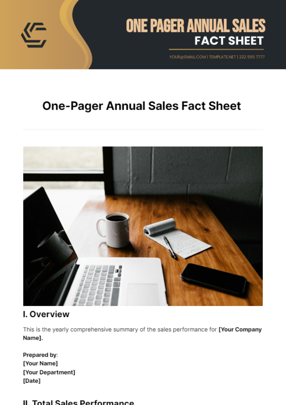 One-Pager Annual Sales Fact Sheet Template