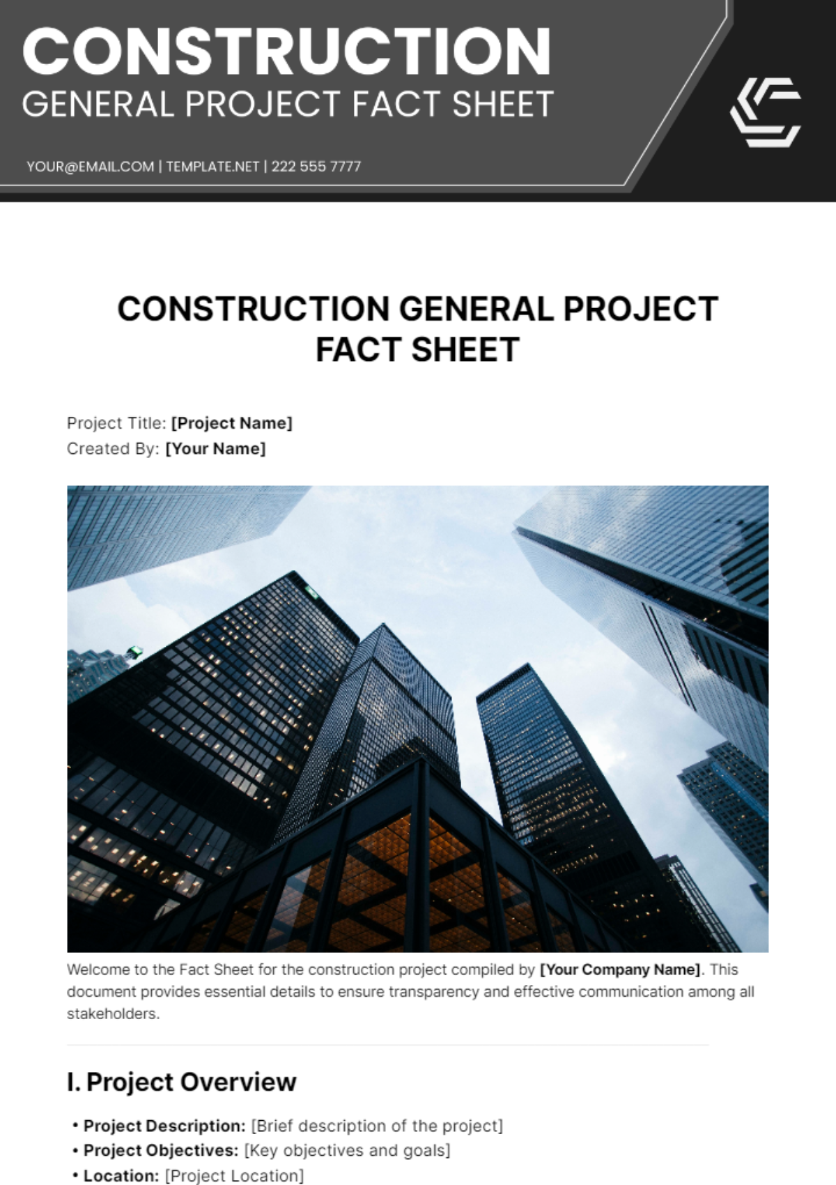 Construction General Project Fact Sheet Template - Edit Online & Download