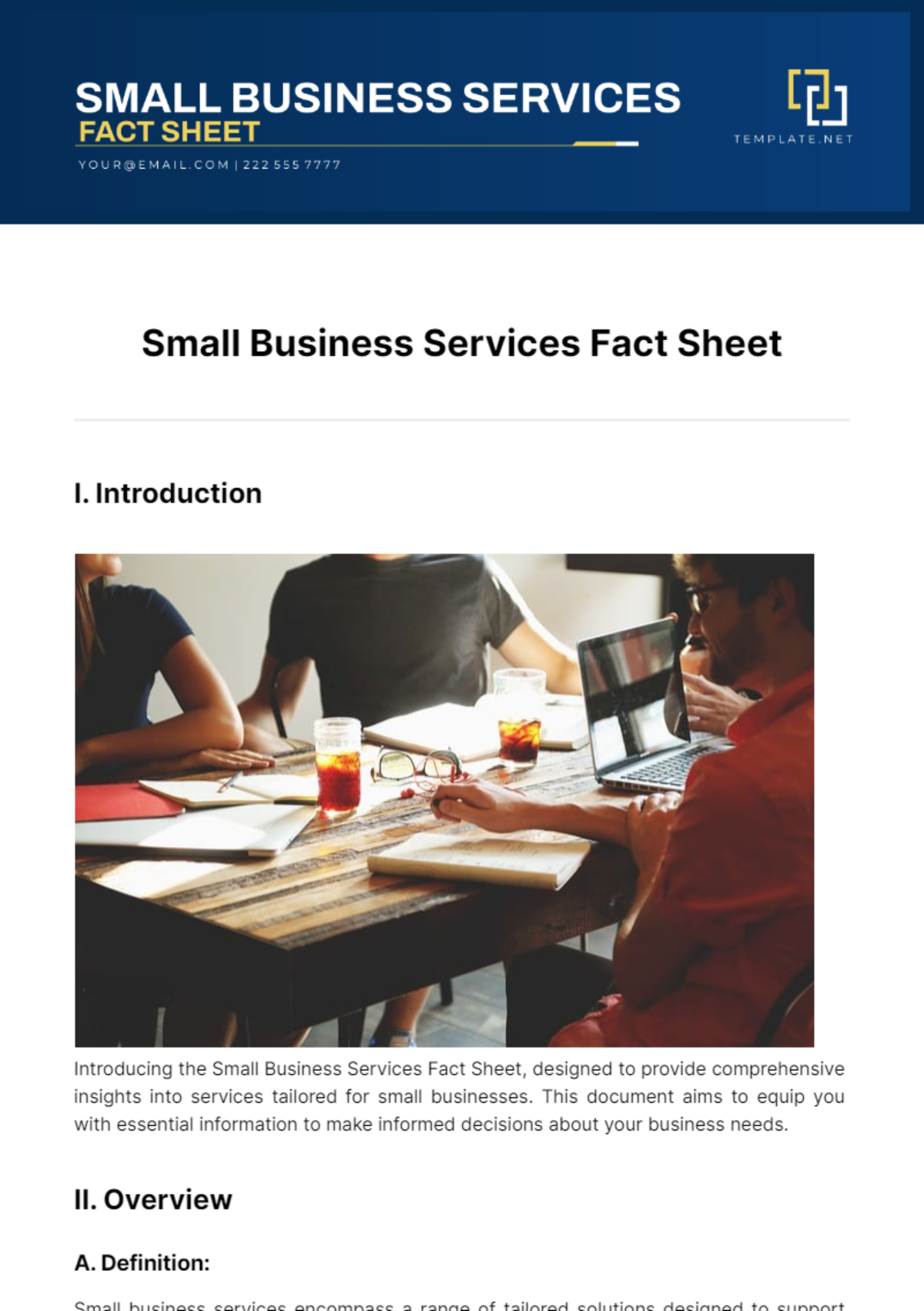 Free Small Business Services Fact Sheet Template