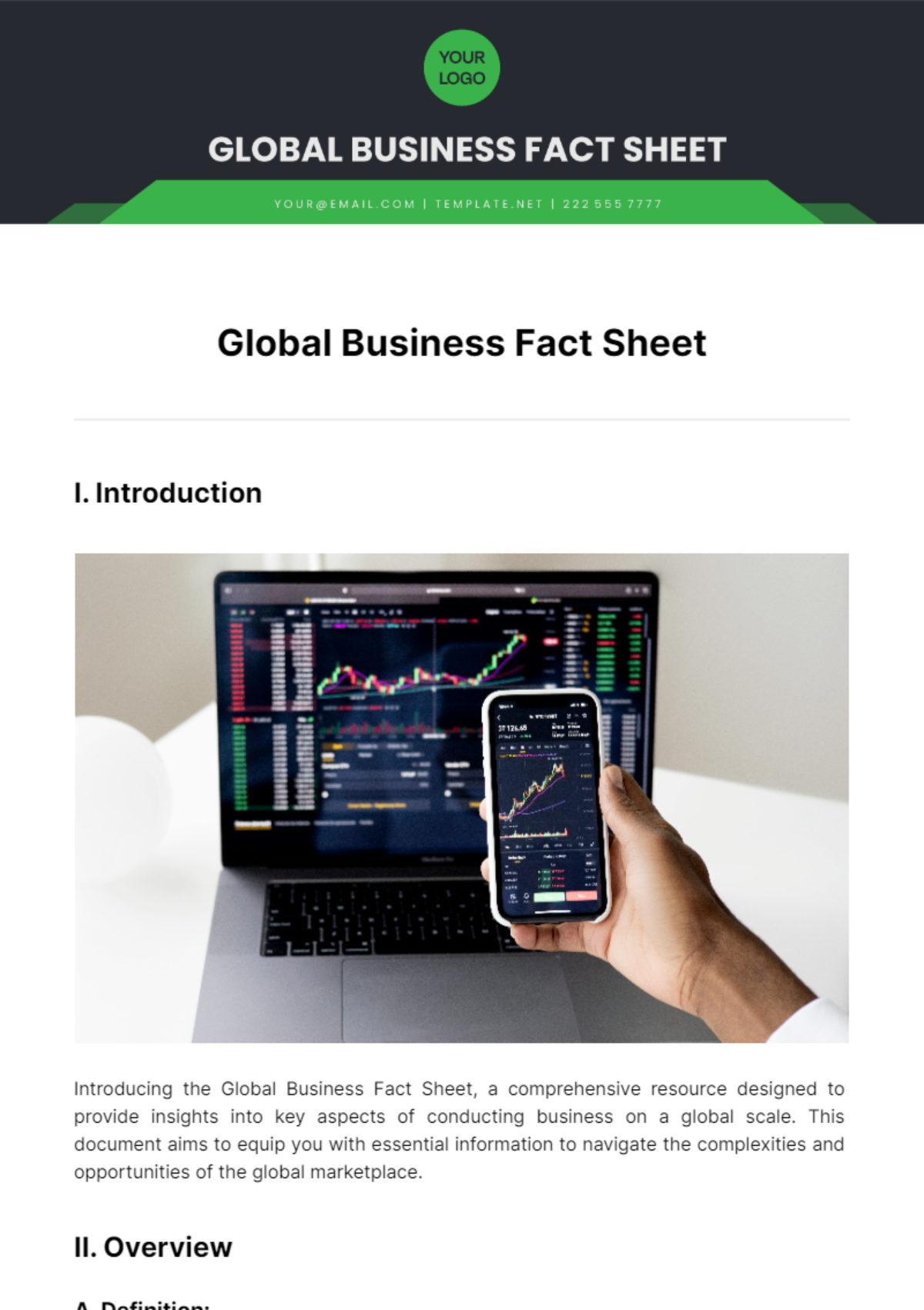Free Global Business Fact Sheet Template