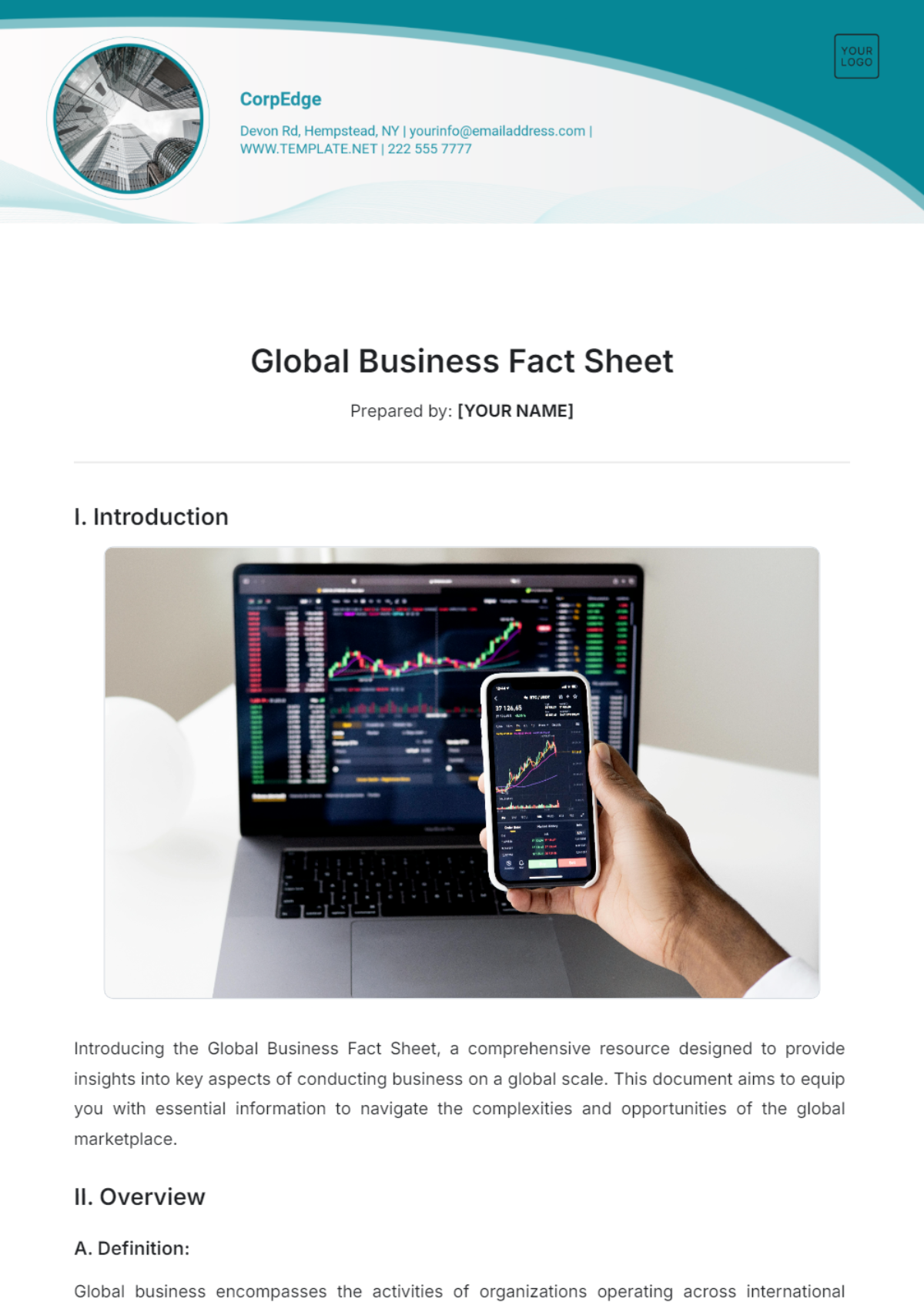 Global Business Fact Sheet Template - Edit Online & Download