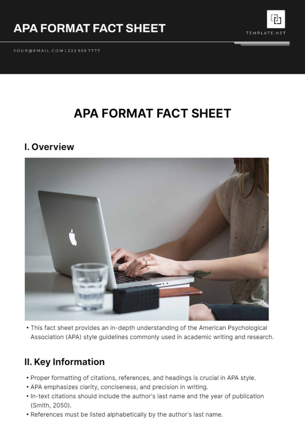 APA Format Fact Sheet Template