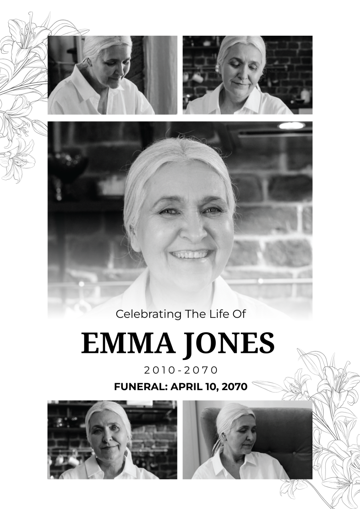 Funeral Program Photo Collage Template