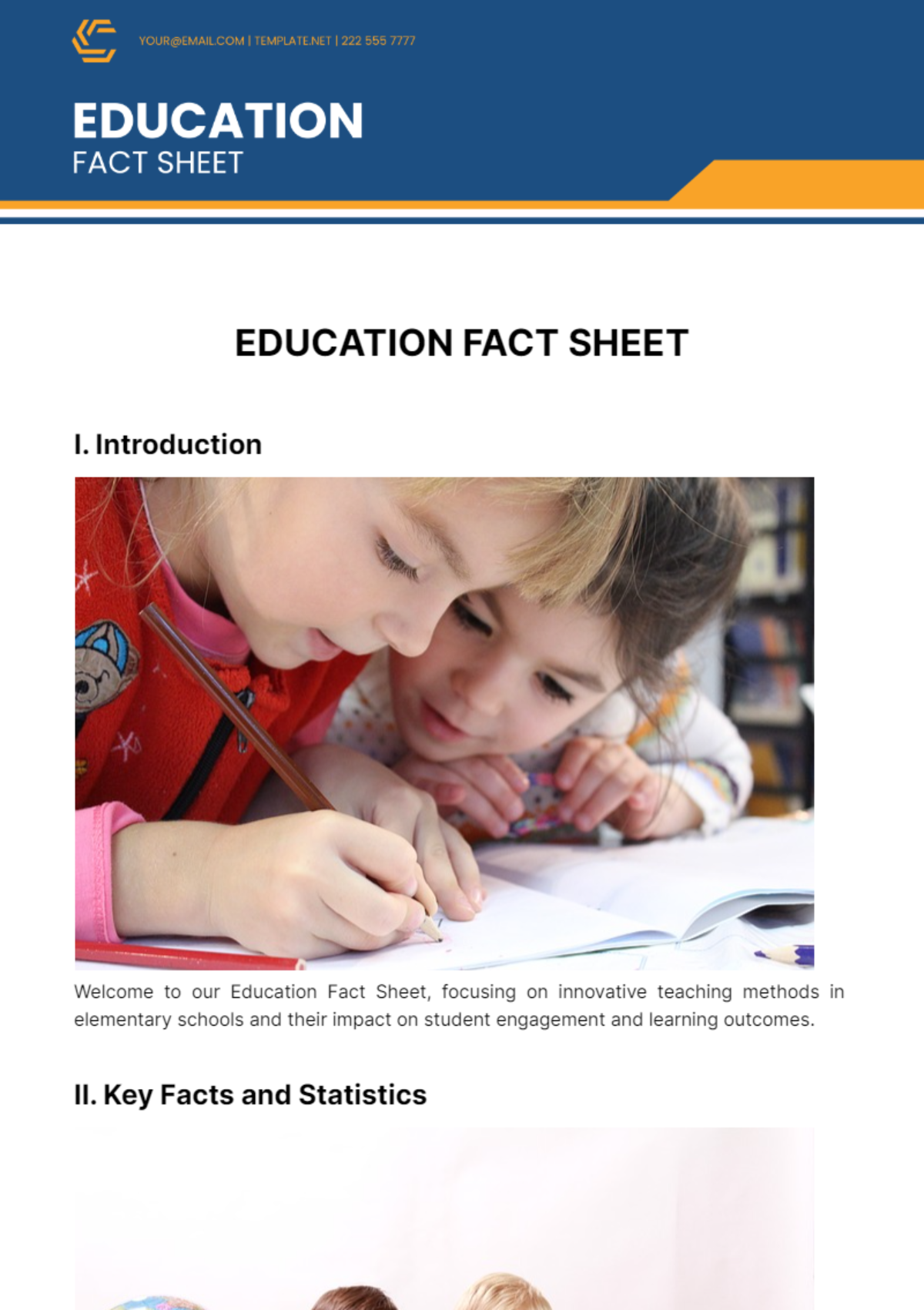 Free Education Fact Sheet Template