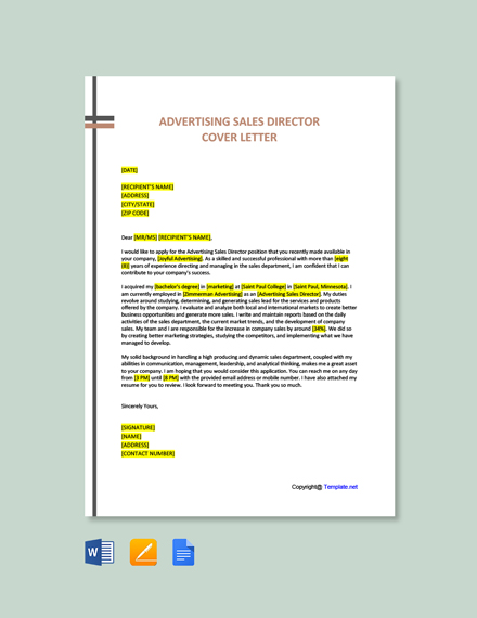 Advertising Sales Director Cover Letter 