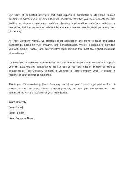Free Law Firm HR Letter Template to Edit Online