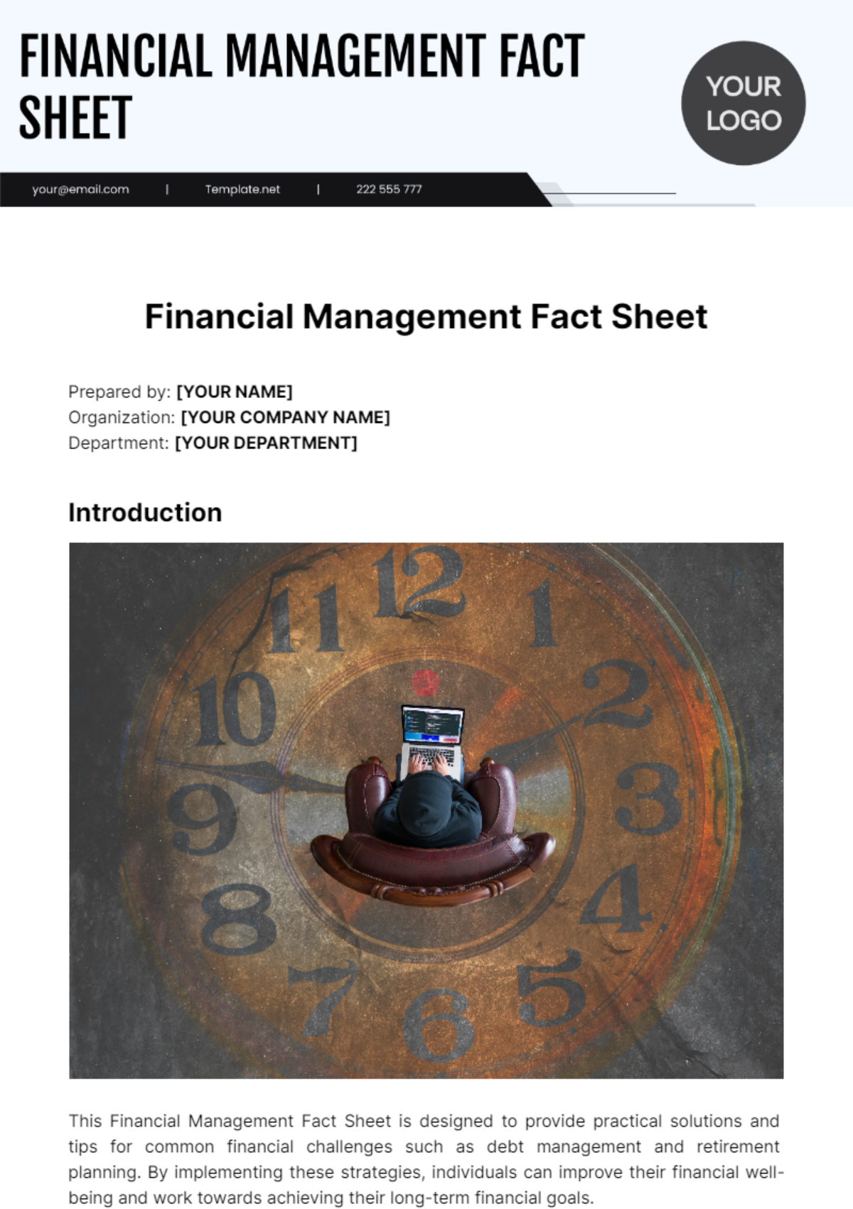 Financial Management Fact Sheet Template