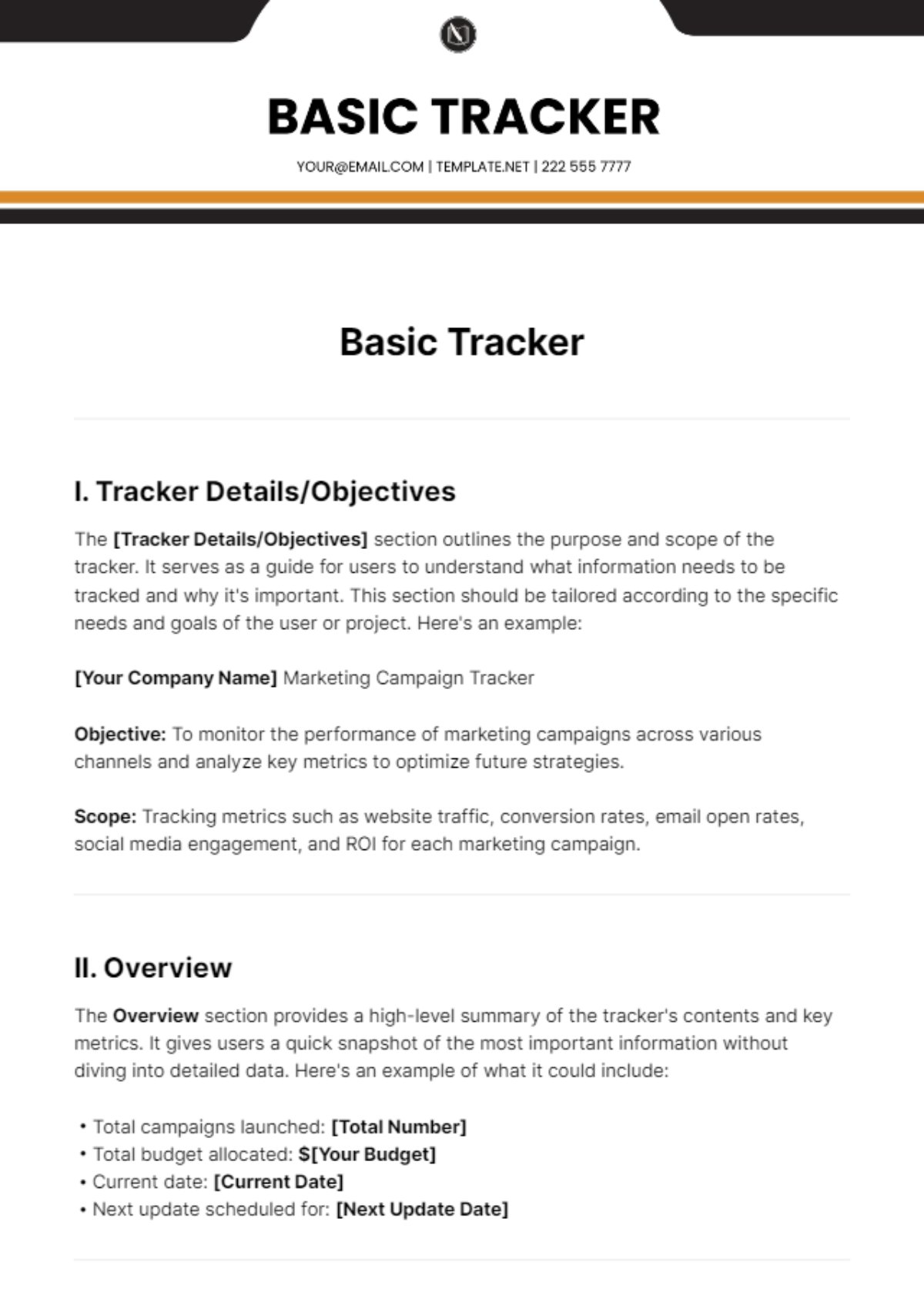 Basic Tracker Template