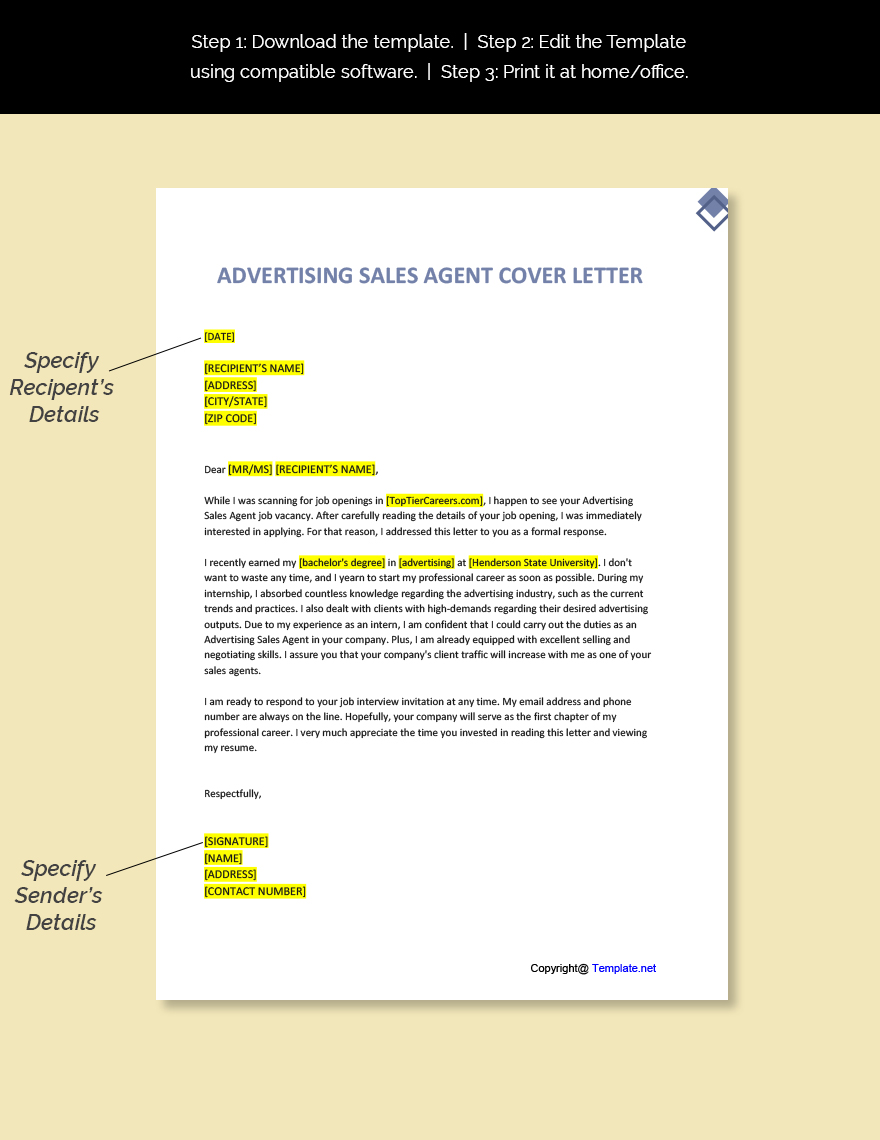 Advertising Sales Agent Cover Letter