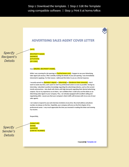 Advertising Sales Agent Cover Letter Template
