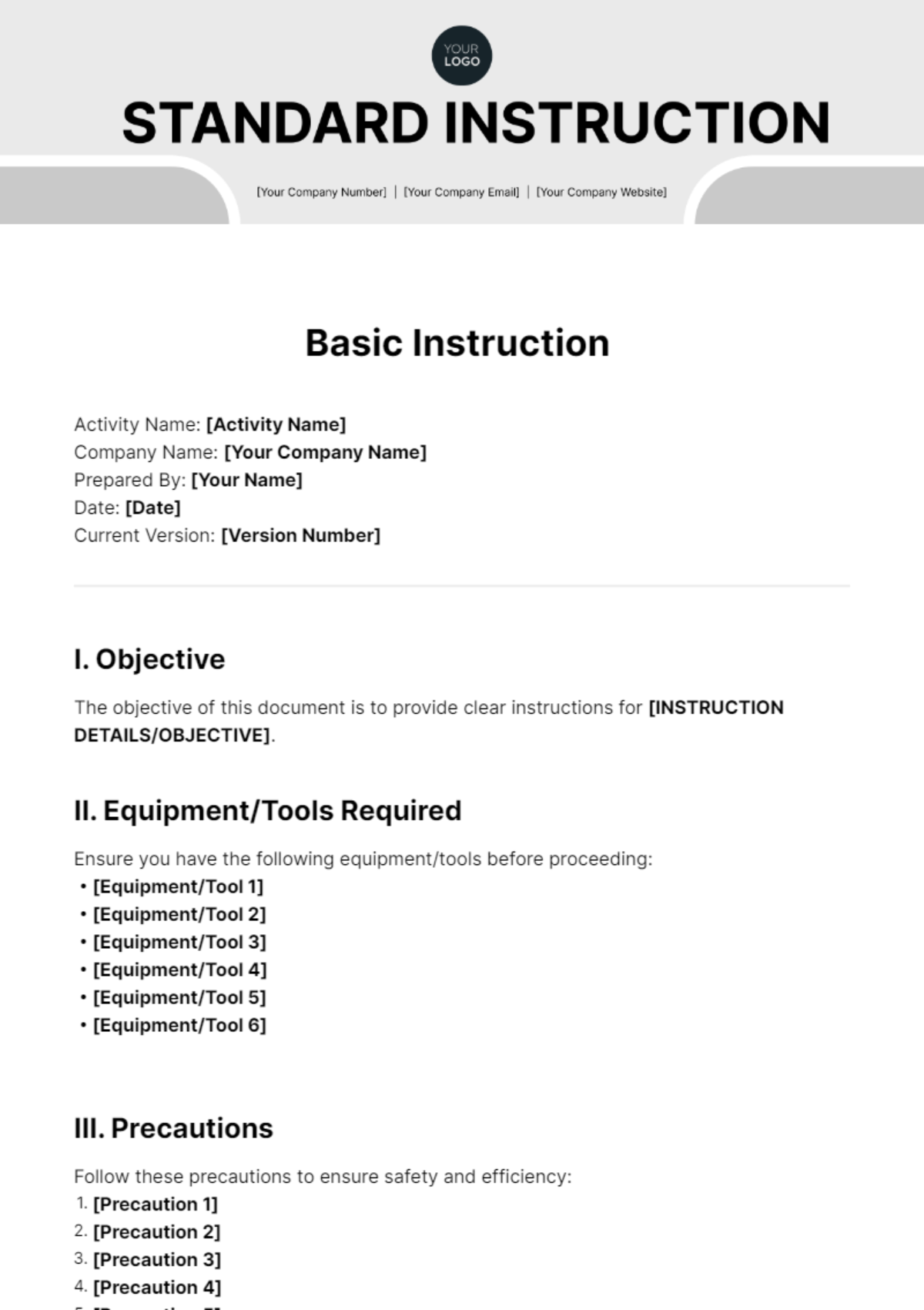 Basic Instruction Template