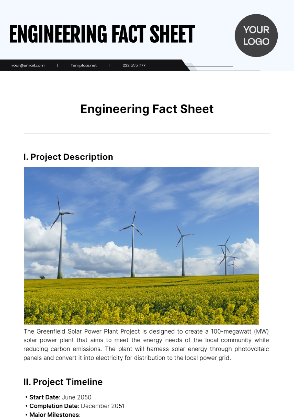 Free Engineering Fact Sheet Template