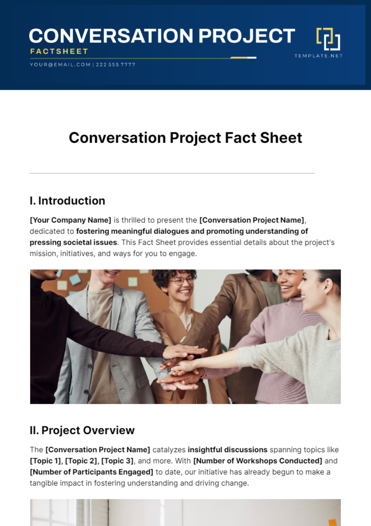 Free Conversation Project Fact Sheet Template