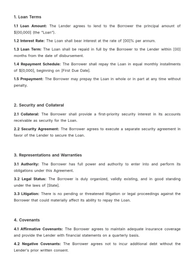 Free Law Firm Loan Agreement Template to Edit Online