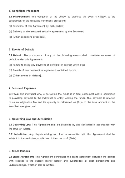 Free Law Firm Loan Agreement Template to Edit Online