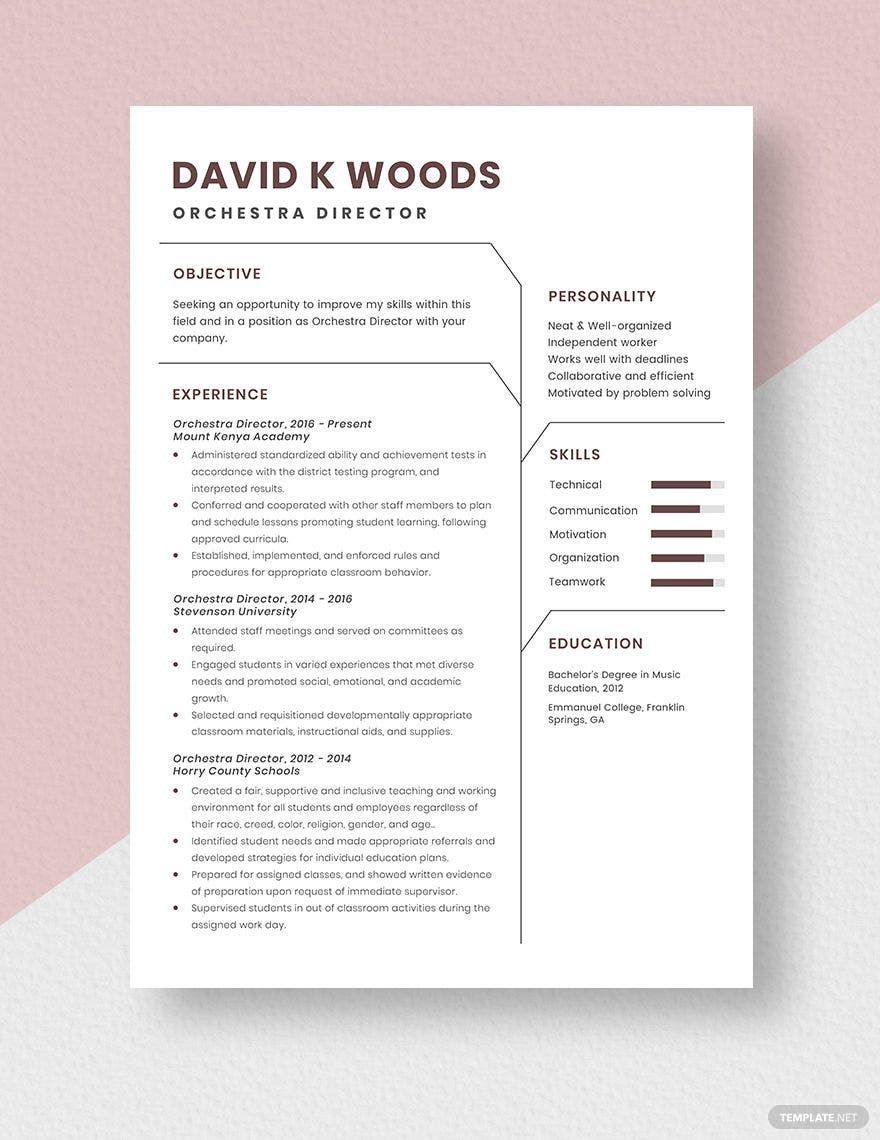Orchestra Director Resume