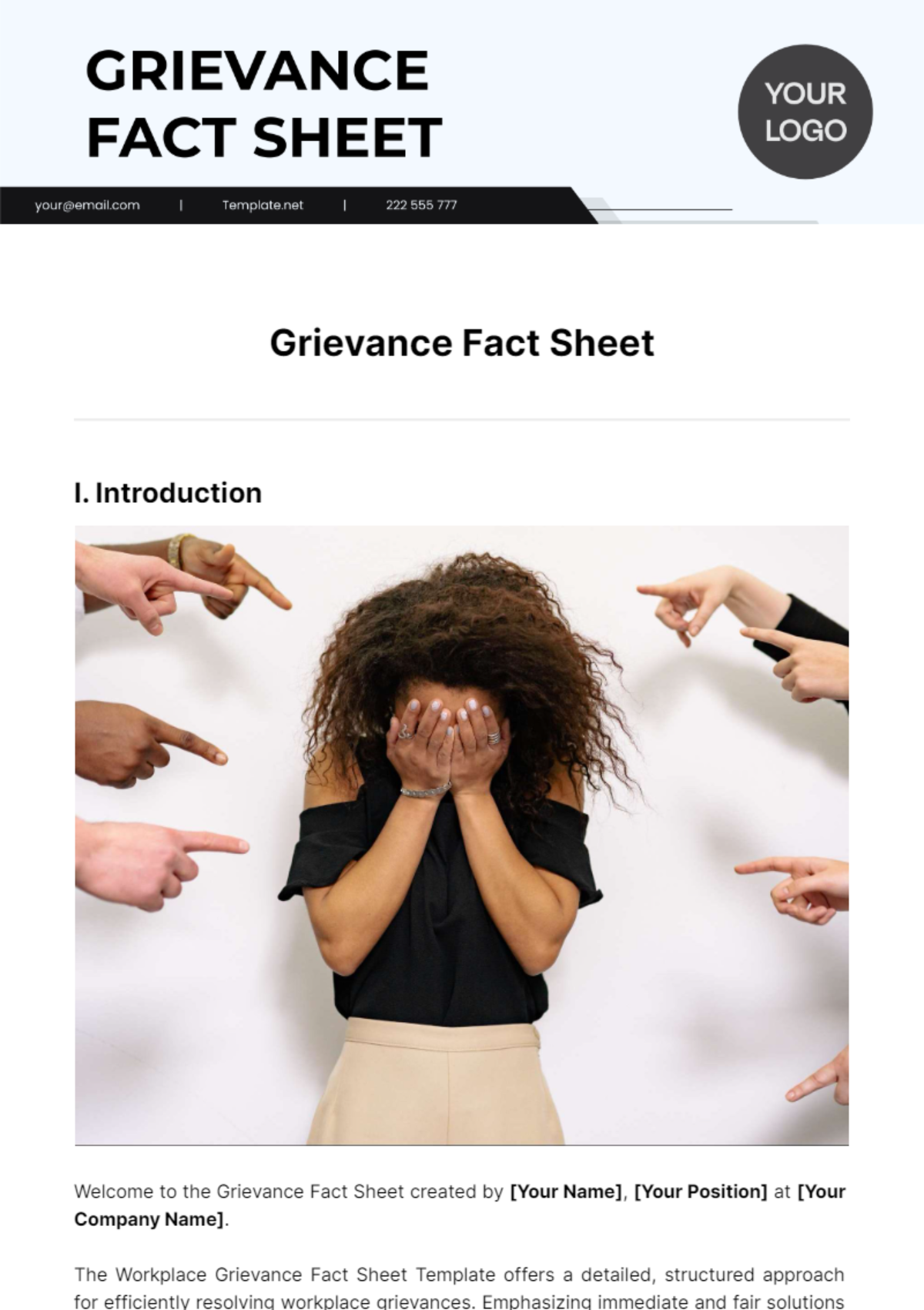 Free Grievance Fact Sheet Template