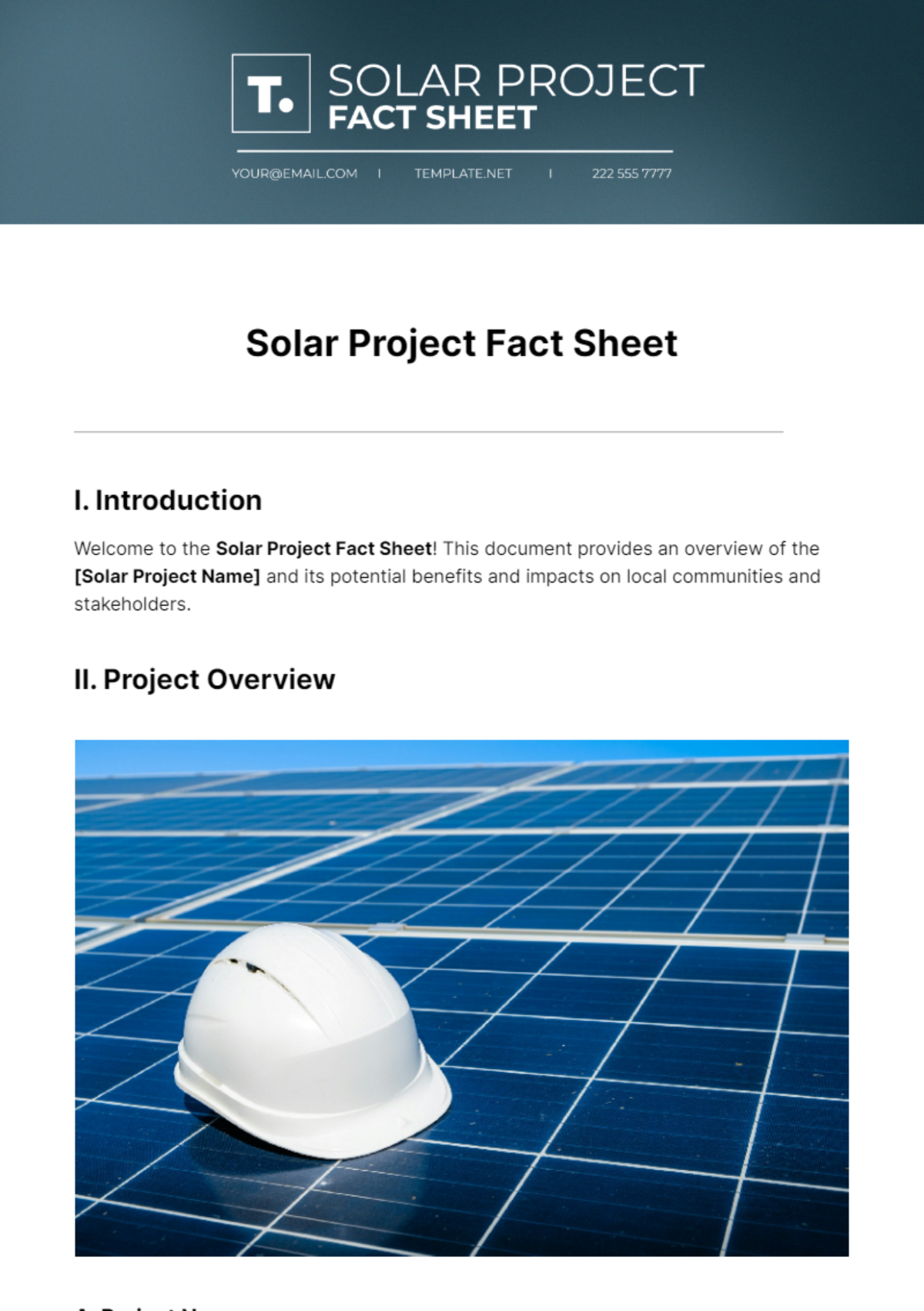 Free Solar Project Fact Sheet Template