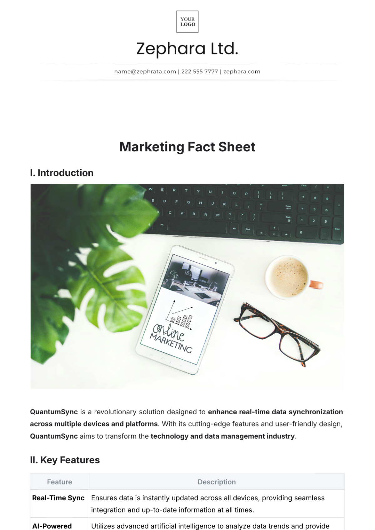 Marketing Fact Sheet Template