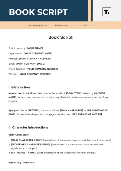 Free Book Script Template to Edit Online