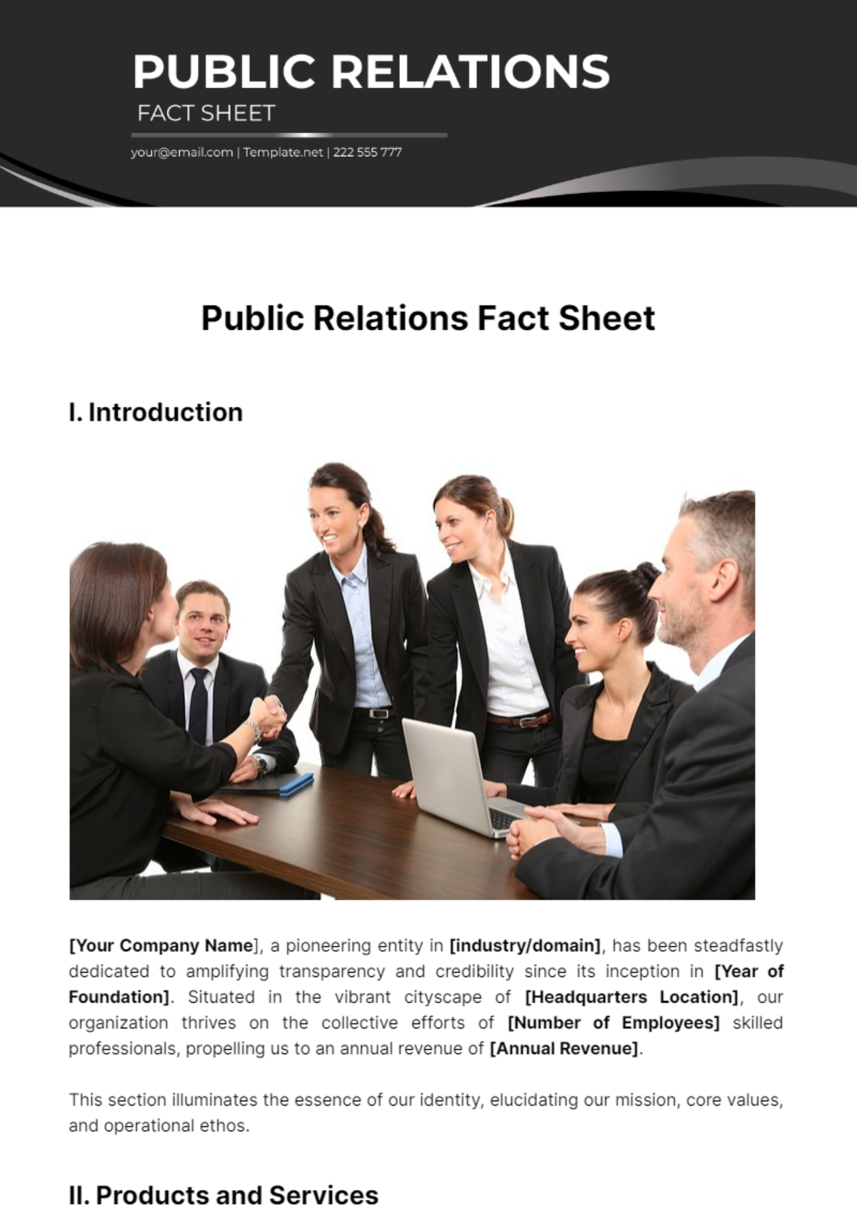 Public Relations Fact Sheet Template