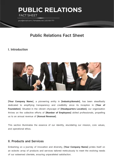 Free Public Relations Fact Sheet Template to Edit Online