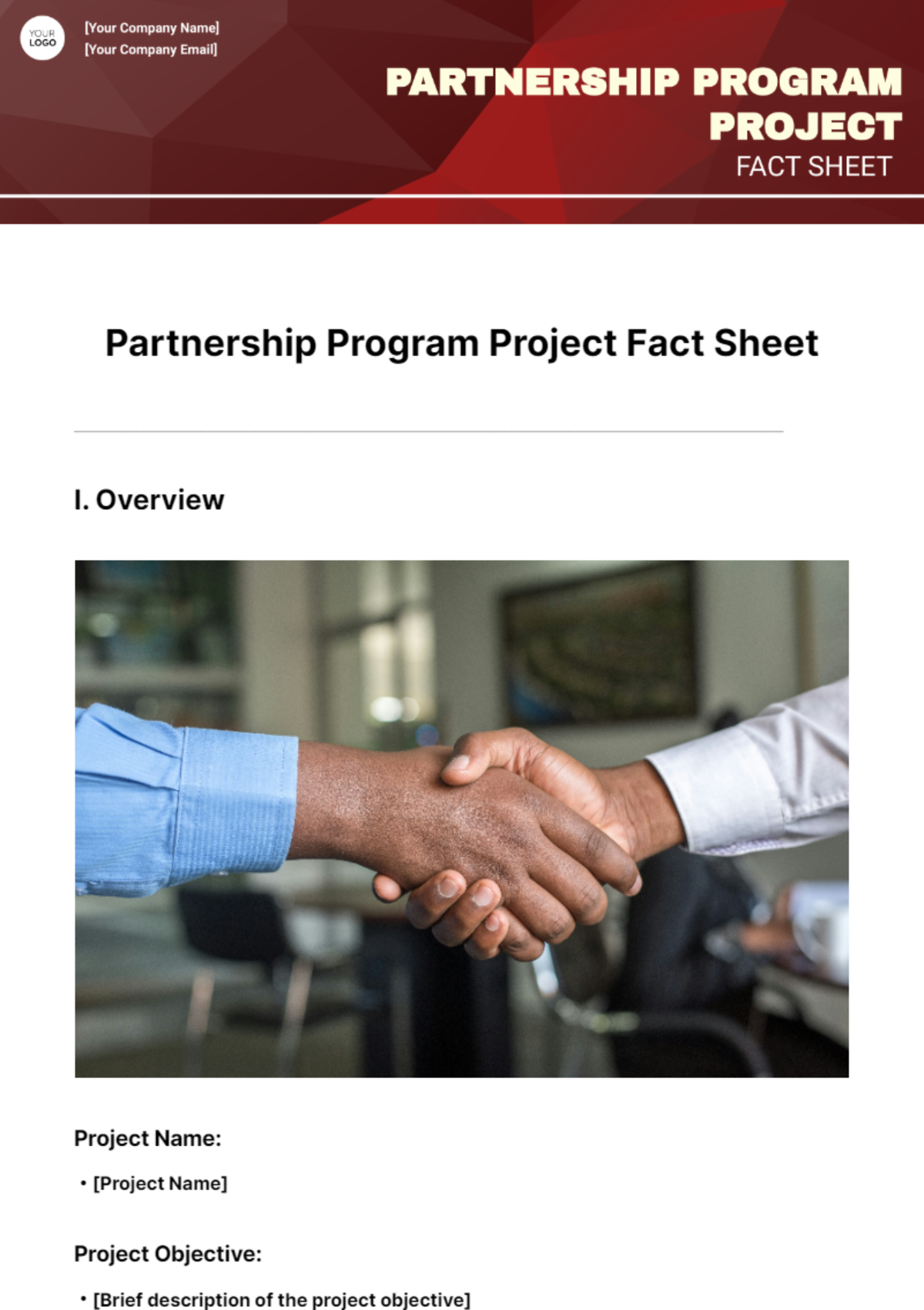 Free Partnership Program Project Fact Sheet Template