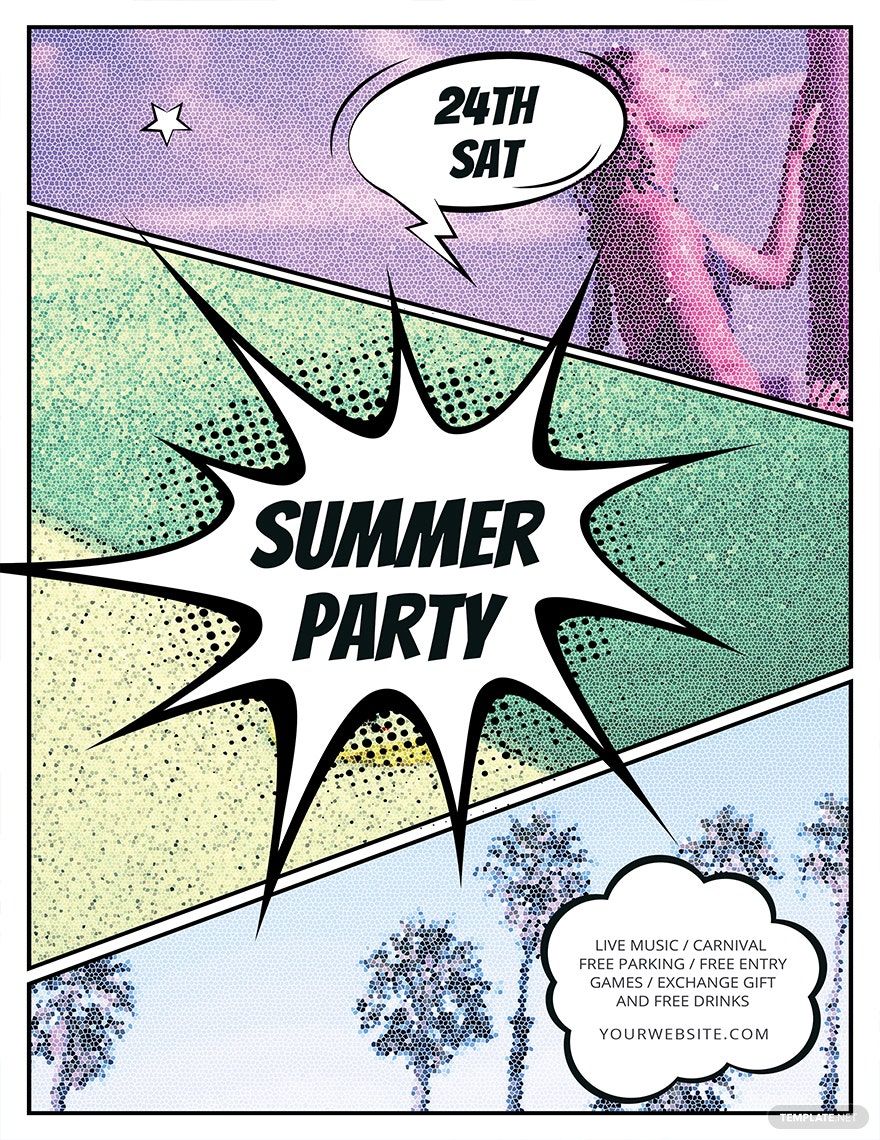 Comic Summer Flyer Template
