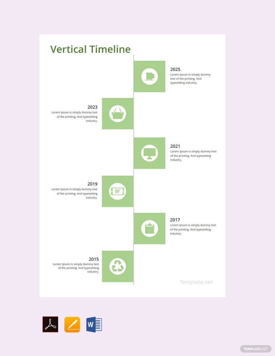 Simple Vertical Timeline Template in Word, Google Docs, PDF, Apple Pages