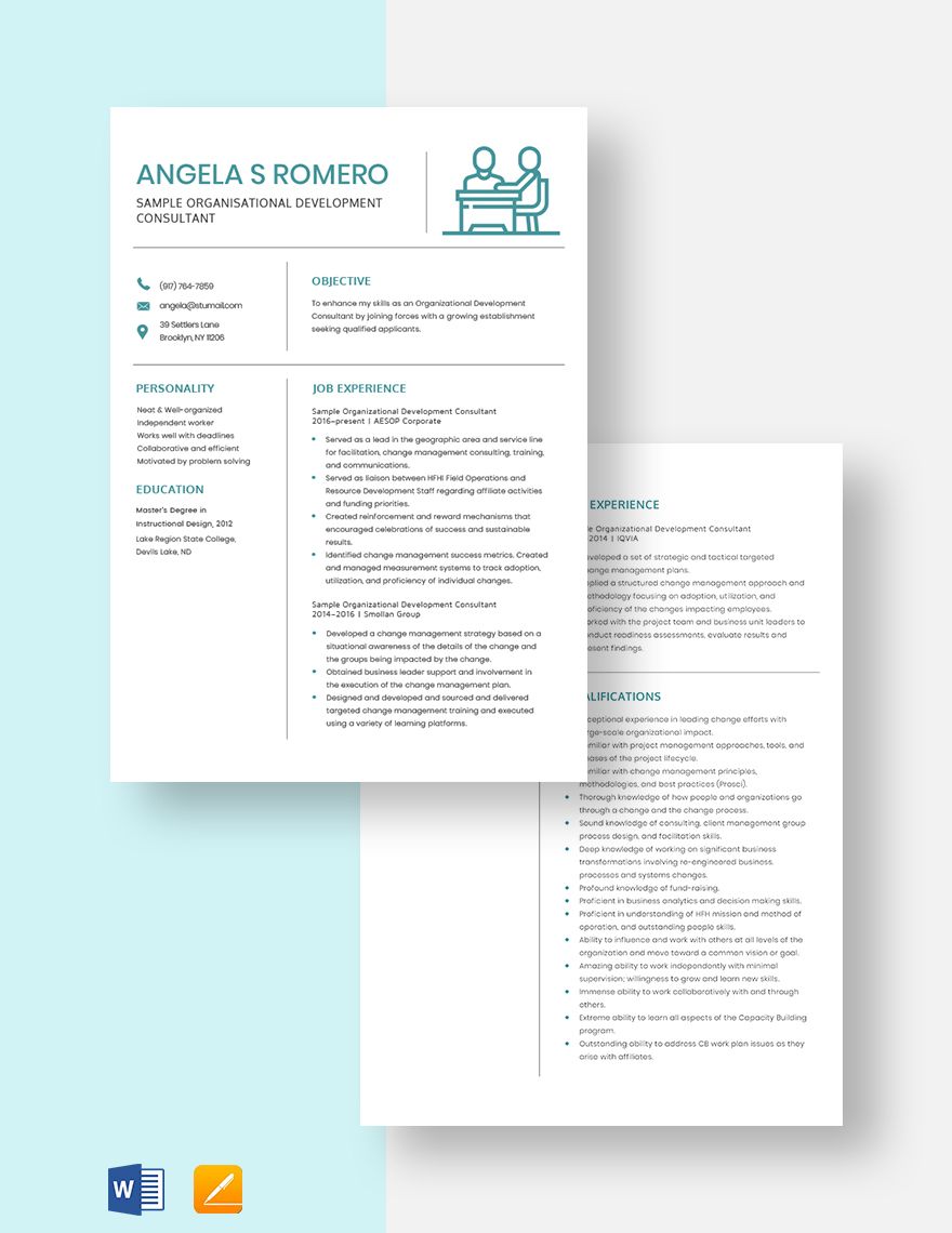 Sample Organizational Development Consultant Resume