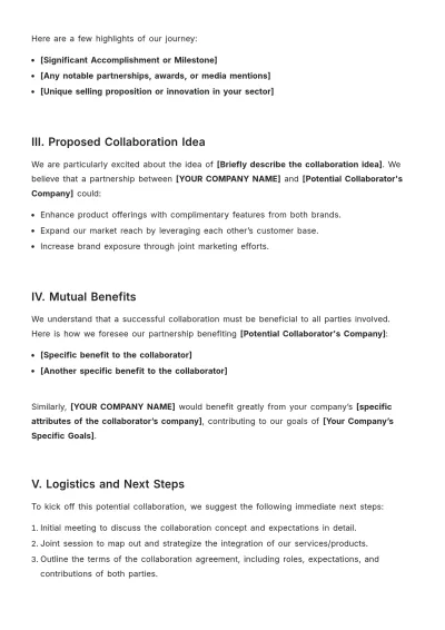 Free Script For Pitching Brand Collaborations Template to Edit Online