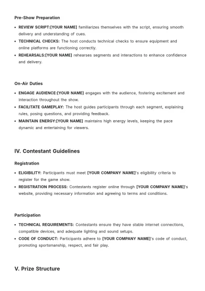 Free Game Show Script Template to Edit Online