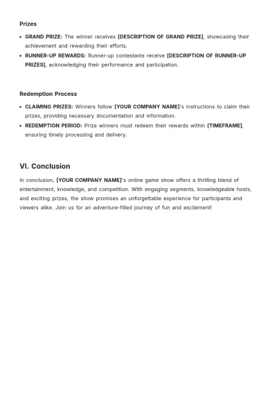 Free Game Show Script Template to Edit Online