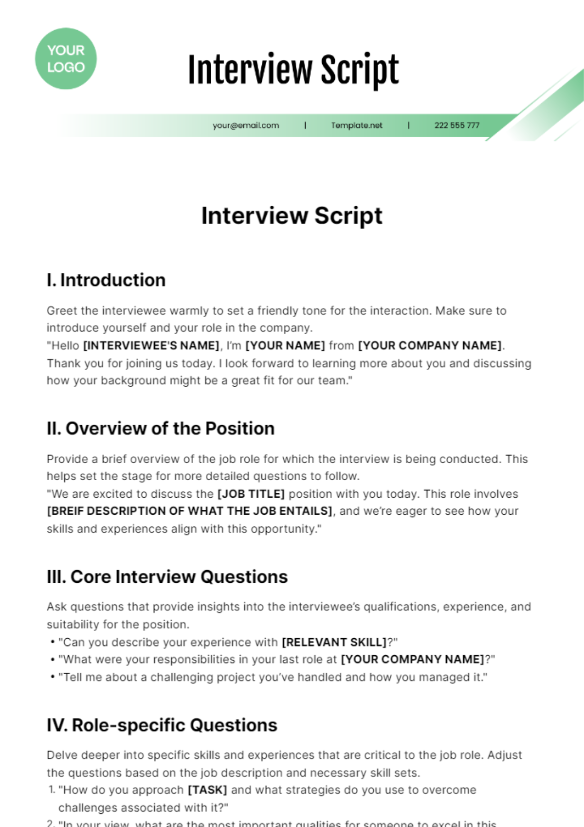 Interview Script  Template