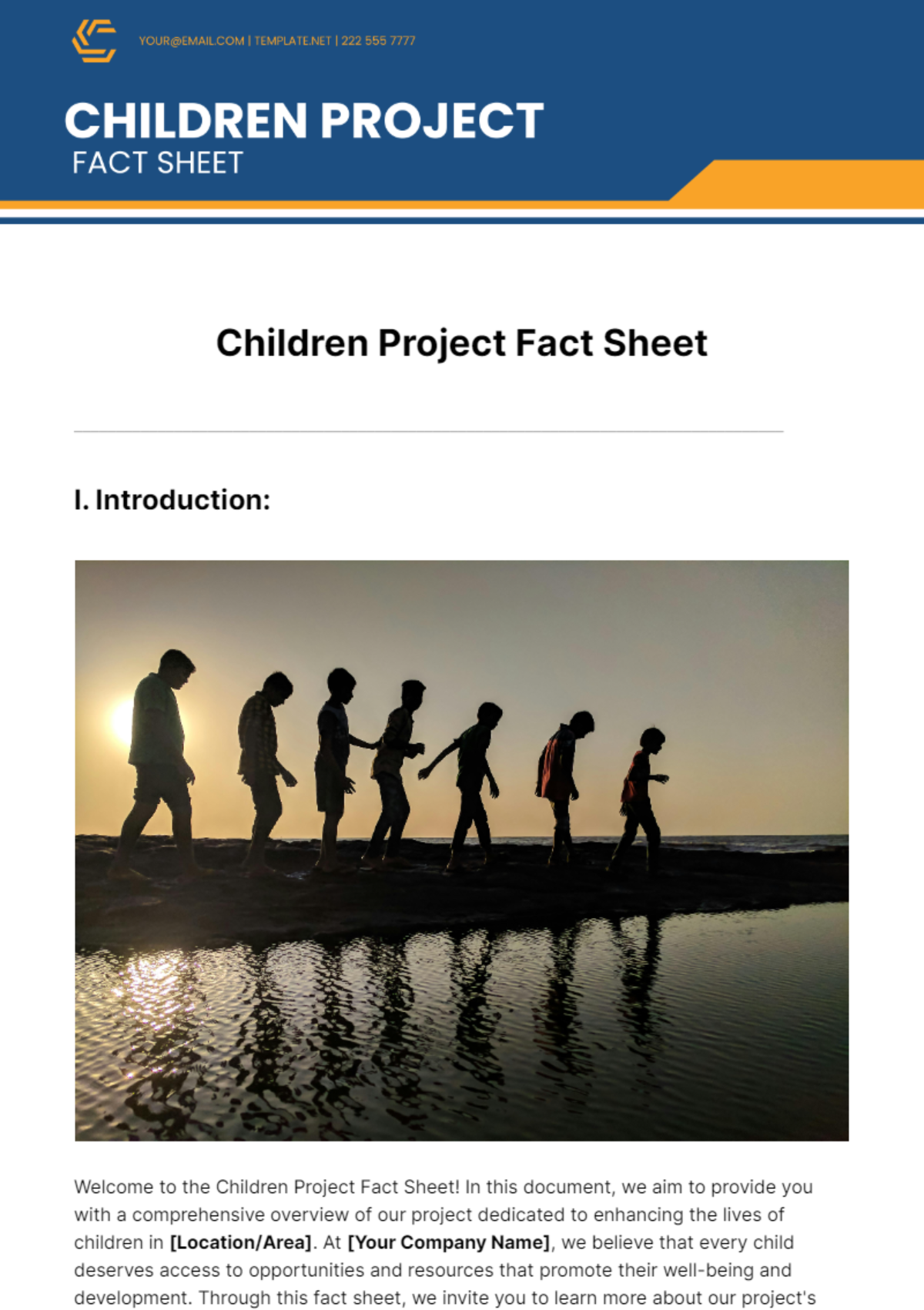 Free Children Project Fact Sheet Template
