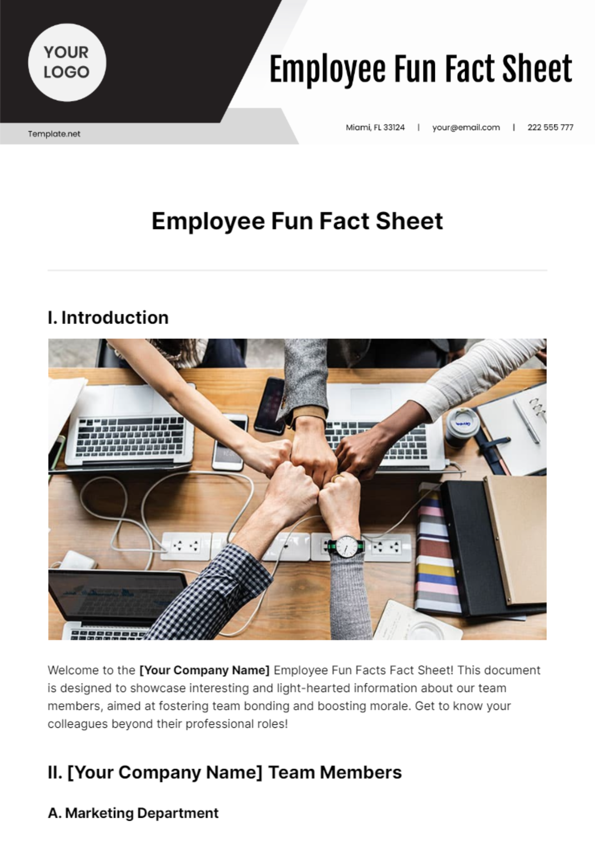 Employee Fun Fact Sheet Template